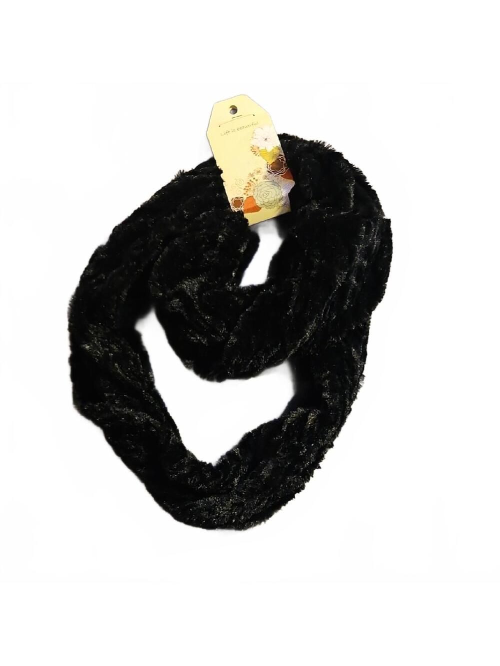 Life Is Beautiful - Luxurious Black Faux Fur Infinity Wrap